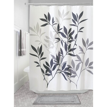 Interdesign iDesign 72 in. H X 72 in. W Black/Gray Leaves Shower Curtain Polyester 35620